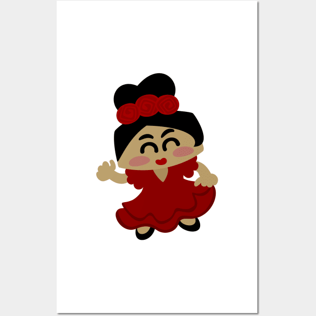 Flamenca Kawaii Wall Art by soniapascual